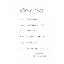 Hochzeitsablauf-Schild | Elegant Minimalistisch
