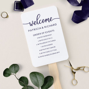 Hochzeitsablauf-Timeline Chic Navy Blau Fächer