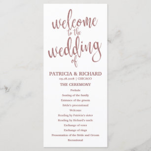 Hochzeitsablaufprogramm Rose Gold Schrift Programm