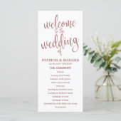 Hochzeitsablaufprogramm Rose Gold Schrift Programm (Stehend Vorderseite)