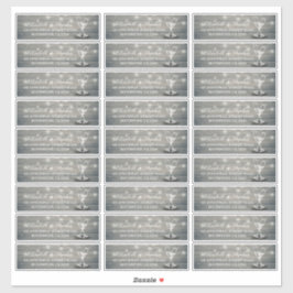 Hochzeitsadresse Champagne Glass Holzofenleuchten Aufkleber