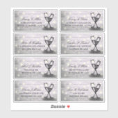 Hochzeitsadresse Champagne Glass Holzofenleuchten Aufkleber (Blatt)