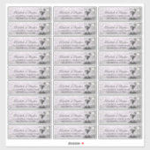 Hochzeitsadresse Champagne Glass Holzofenleuchten Aufkleber (Blatt)