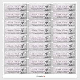 Hochzeitsadresse Champagne Glass Holzofenleuchten Aufkleber