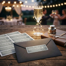 Hochzeitsadresse Champagne Glass Holzofenleuchten Aufkleber