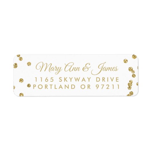 Hochzeitsadresse Gold Imitate Glitzer Confetti Whi (Vorne)