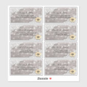 Hochzeitsadresse Lace Sunflower Holzofenleuchten Aufkleber (Blatt)