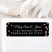 Hochzeitsadresse Rose Gold Glitzer Confetti Black (Insitu)