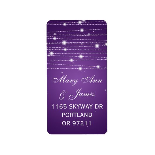 Hochzeitsadresse Sparkling Lines Lila Adressaufkleber (Vorne)
