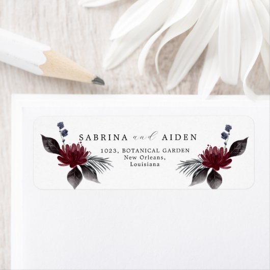 Hochzeitsadresse von Navy Blue Burgundy Gothic (Insitu)