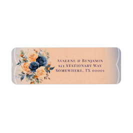 Hochzeitsadresse von Navy Blue Peach Paint Floral