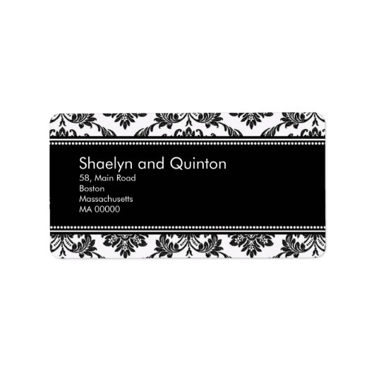 Hochzeitsadressen auf Schwarz und Weiß Adressaufkleber (Vorne)