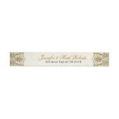 Hochzeitsadressschild Gold Lace 2 Beige Damaskus Rundum-Adressaufkleber (Person)