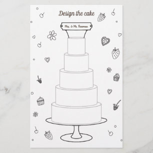 Hochzeitsaktivitäten Färben Seiten Design Cake