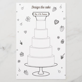 Hochzeitsaktivitäten Färben Seiten Design Cake