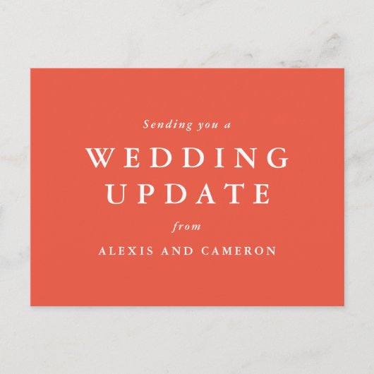 Hochzeitsaktualisierung ändert das Datum der Koral Postkarte (Vorderseite)