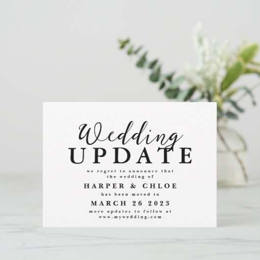 Hochzeitsaktualisierung ändert das Datum der Verzö Save The Date (Stehend Vorderseite)