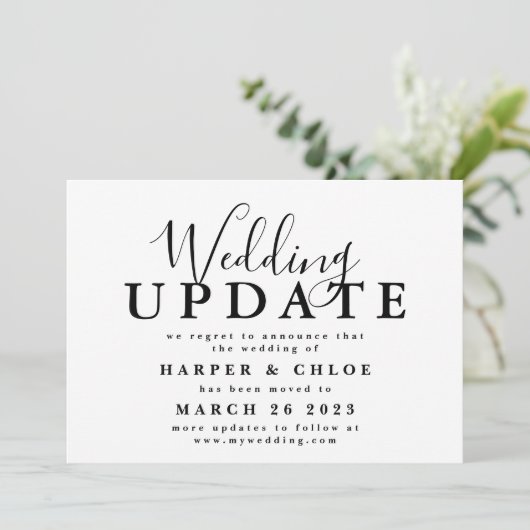 Hochzeitsaktualisierung ändert das Datum der Verzö Save The Date (Stehend Vorderseite)