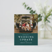 Hochzeitsaktualisierung ändert das Datum des grüne Postkarte (Stehend Vorderseite)