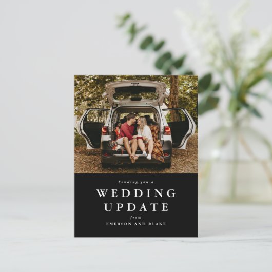 Hochzeitsaktualisierung ändert das Datum des schwa Postkarte (Stehend Vorderseite)