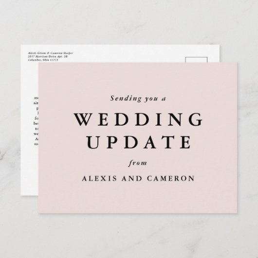 Hochzeitsaktualisierung ändert das Datum Rosa Postkarte (Vorne/Hinten)