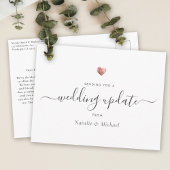 Hochzeitsaktualisierung Elegante Script-Rose Golde Postkarte