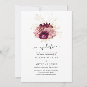 Hochzeitsaktualisierung für Burgund, Rosa und Gold Einladung