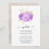 Hochzeitsaktualisierung für lila und Elfenbeinflor Einladung (Vorne/Hinten)