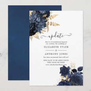 Hochzeitsaktualisierung für Navy und Gold Vintag S Einladung