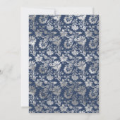 Hochzeitsaktualisierung für Navy und Silver Floral Einladung (Rückseite)