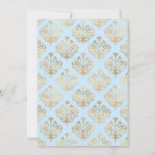 Hochzeitsaktualisierung für Pastel Blue und Gold F Einladung (Rückseite)