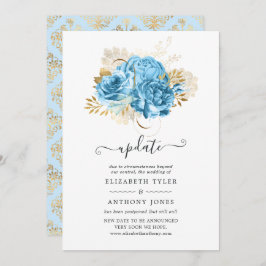 Hochzeitsaktualisierung für Pastel Blue und Gold F Einladung