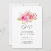 Hochzeitsaktualisierung für Rosa und Gold-Rose Einladung (Vorderseite)