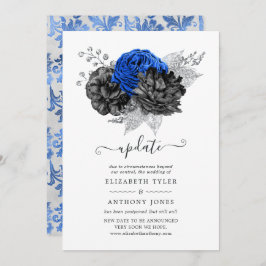 Hochzeitsaktualisierung für Royal Blue, Black und  Einladung