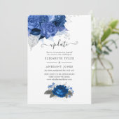 Hochzeitsaktualisierung für Royal Blue und Silver Einladung (Stehend Vorderseite)