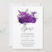 Hochzeitsaktualisierung für Royal Lila und Silver Einladung (Vorderseite)