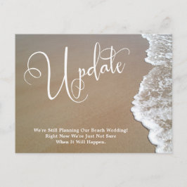 Hochzeitsaktualisierung für Sandstrand und Schaumw Postkarte