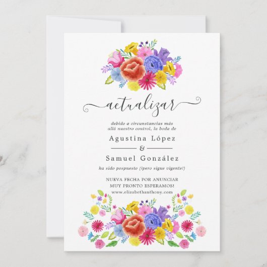 Hochzeitsaktualisierung für Wasserfarben und Spani Einladung (Vorderseite)