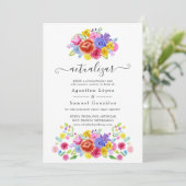 Hochzeitsaktualisierung für Wasserfarben und Spani Einladung (Stehend Vorderseite)