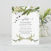 Hochzeitsaktualisierung für Wasserfarbenleafy Einladung (Stehend Vorderseite)