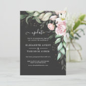 Hochzeitsaktualisierung in Schwarz und Rosa Einladung (Stehend Vorderseite)