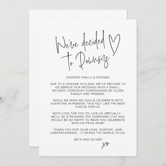 Hochzeitsaktualisierung Kleinerer Script-Schriftar Ankündigung (Vorne/Hinten)