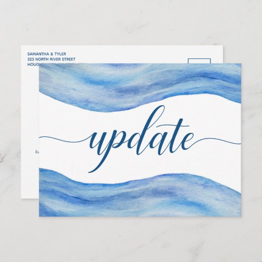 Hochzeitsaktualisierung Postkarte - Wasserfarbe de (Vorne/Hinten)