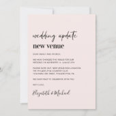 Hochzeitsaktualisierung Rosa neuer Ort Ankündigung (Vorderseite)
