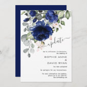 Hochzeitsaktualisierung verschoben Navy Blue Pink Einladung (Vorne/Hinten)