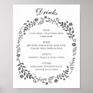 Hochzeitsalkoholgetränke Bar Poster