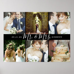 Hochzeitsandenken Herr und Frau 6 Foto-Collage Poster
