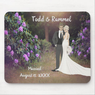 Hochzeitsandenken mit Gartenhintergrund Mousepad