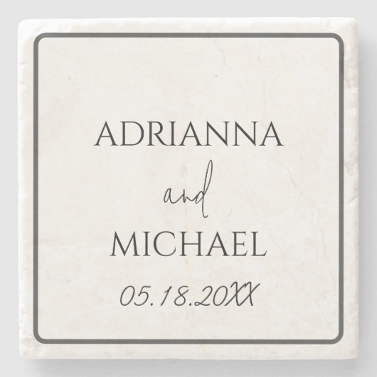 Hochzeitsandenken Name und Datum des Paares Steinuntersetzer (Vorderseite)
