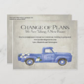Hochzeitsänderung der Pläne aufgeschoben Blaue LKW Postkarte (Vorne/Hinten)